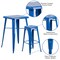 Emma and Oliver Commercial Grade 23.75" Square Metal Indoor-Outdoor Bar Set & 2 Backless Stools